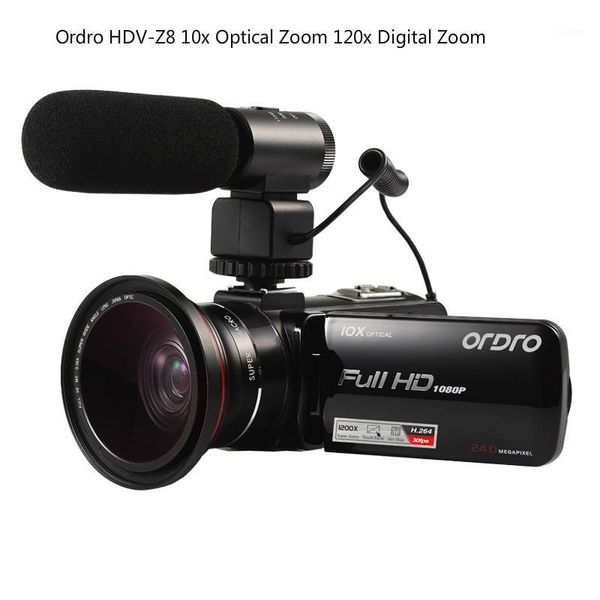 

ordro hdv-z82 3.0" tft lcd touch screen 120x digital zoom 10x optical zoom hd camcorder shoe camera1