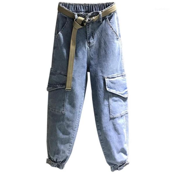 plus size 26-31 spring autumn loose cargo pants large pocket hip hop women elastic high waist harem jeans1, Blue
plus size 26-31 spring autumn loose cargo pants large pocket hip hop women elastic high waist harem jeans1, Blue