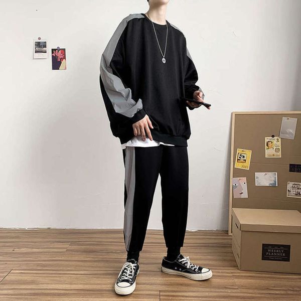 fashion reflective sweater leggings sports new two piece set korean version of ins super large men's wear, Gray
fashion reflective sweater leggings sports new two piece set korean version of ins super large men's wear, Gray