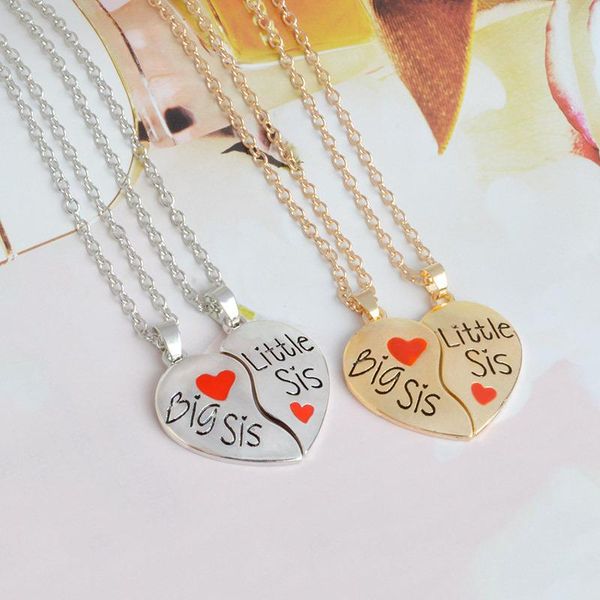 pendant necklaces selling 2 pieces / set "big sis little sis" red heart necklace sister chain bff friend gift, Silver
pendant necklaces selling 2 pieces / set "big sis little sis" red heart necklace sister chain bff friend gift, Silver