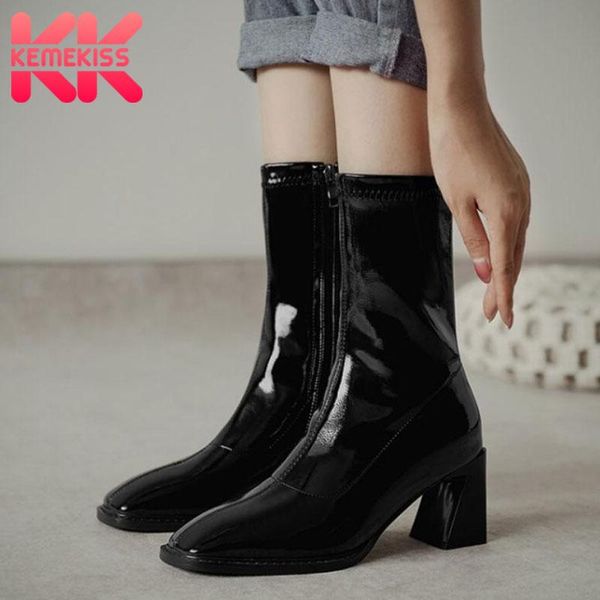 boots kemekiss women mid calf thick heel zipper shoes patent leather square toe warm fashion footwear size 33-40, Black
boots kemekiss women mid calf thick heel zipper shoes patent leather square toe warm fashion footwear size 33-40, Black