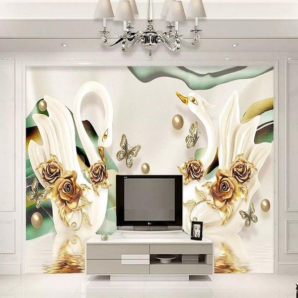 new custom 3d large mural wallpaper luxury golden swan rose jewelry children's room tv background living bedroom
new custom 3d large mural wallpaper luxury golden swan rose jewelry children's room tv background living bedroom