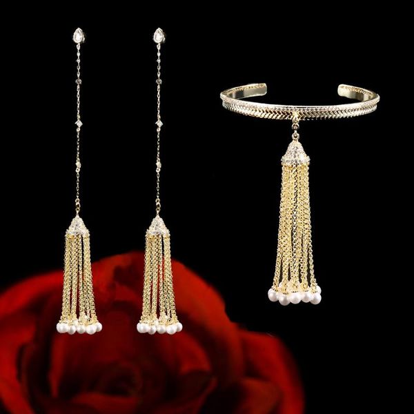 chokers accking luxury pearl tasserl cubic zircon wedding bridal party necklace earrings nracelet jewelry set for women, Golden;silver
chokers accking luxury pearl tasserl cubic zircon wedding bridal party necklace earrings nracelet jewelry set for women, Golden;silver