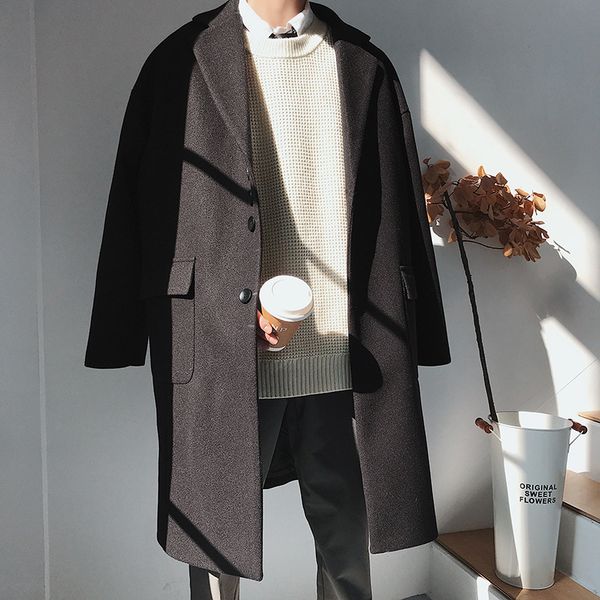 autumn and winter 2020 men's long knee length windbreaker korean fashion casual tweed coat, Tan;black
autumn and winter 2020 men's long knee length windbreaker korean fashion casual tweed coat, Tan;black