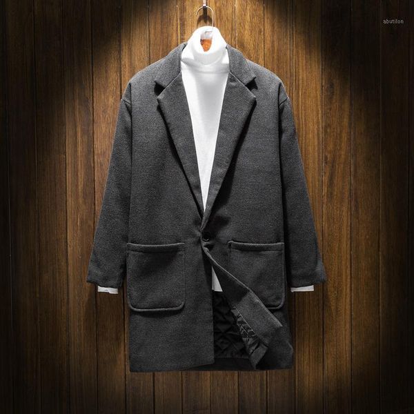 men's wool & blends 2021 winter men's large size loose casual long jacket mens fashion quality british wind coats1, Black
men's wool & blends 2021 winter men's large size loose casual long jacket mens fashion quality british wind coats1, Black