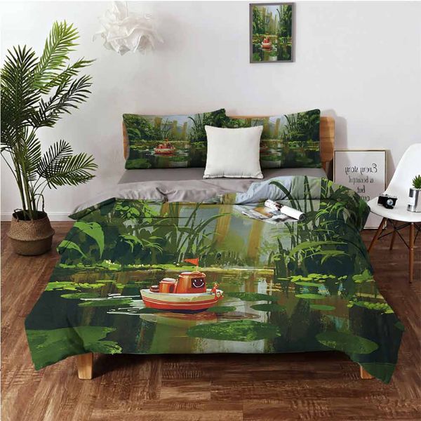 toy boat with smile face robot sailing on river forest cartoon inspired kid friendlybedding 3-piece set
toy boat with smile face robot sailing on river forest cartoon inspired kid friendlybedding 3-piece set