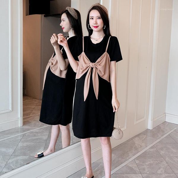 9008# maternity dress summer cotton o neck fasle two pieces short sleeve loose stylish dress for pregnant women mom1, White
9008# maternity dress summer cotton o neck fasle two pieces short sleeve loose stylish dress for pregnant women mom1, White
