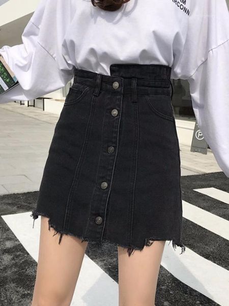 skirts women's autumn and winter style black denim skirt women1