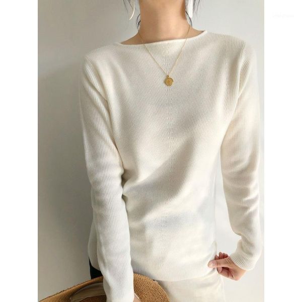 women sweater 2020 autumn one-word collar women's casual solid color knitted bottoming sweater pullover slim slimmer1, White;black
women sweater 2020 autumn one-word collar women's casual solid color knitted bottoming sweater pullover slim slimmer1, White;black