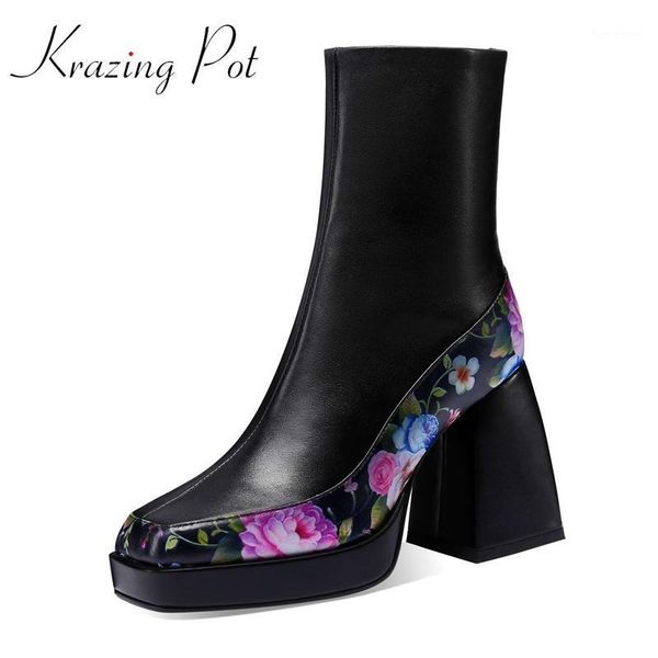 krazing pot platform cow leather square toe super high heel winter shoes printing elegant young lady casual mid-calf boots l101, Black
krazing pot platform cow leather square toe super high heel winter shoes printing elegant young lady casual mid-calf boots l101, Black