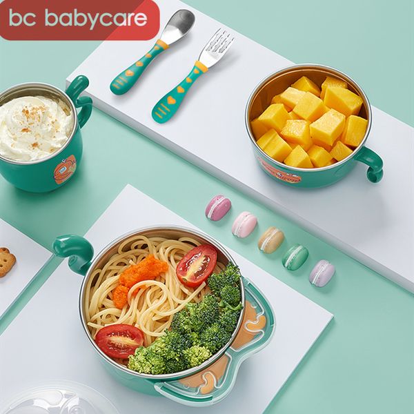 bc babycare 6 pcs baby stainless steel thermal food feeding bowl set with silicone spoon fork toddler cup insulated sucker plate lj201221
bc babycare 6 pcs baby stainless steel thermal food feeding bowl set with silicone spoon fork toddler cup insulated sucker plate lj201221