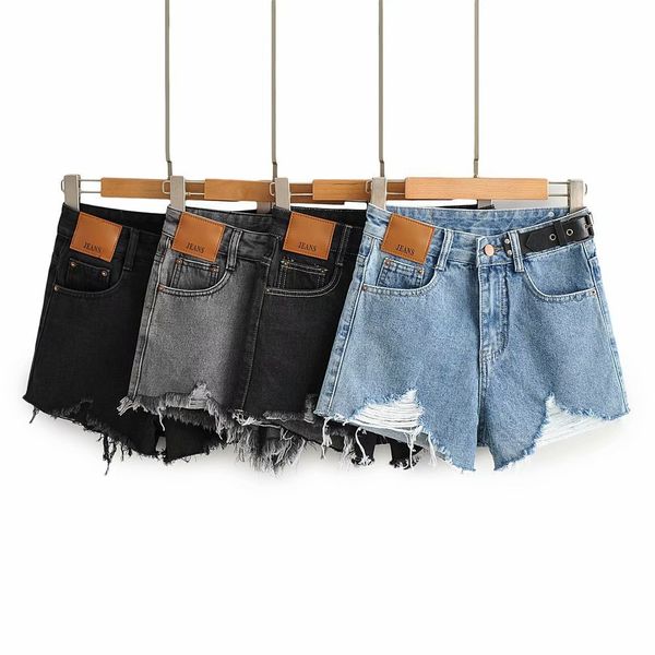 women's new summer wind net red fashionable high waist leather belt pierced pants, Blue
women's new summer wind net red fashionable high waist leather belt pierced pants, Blue