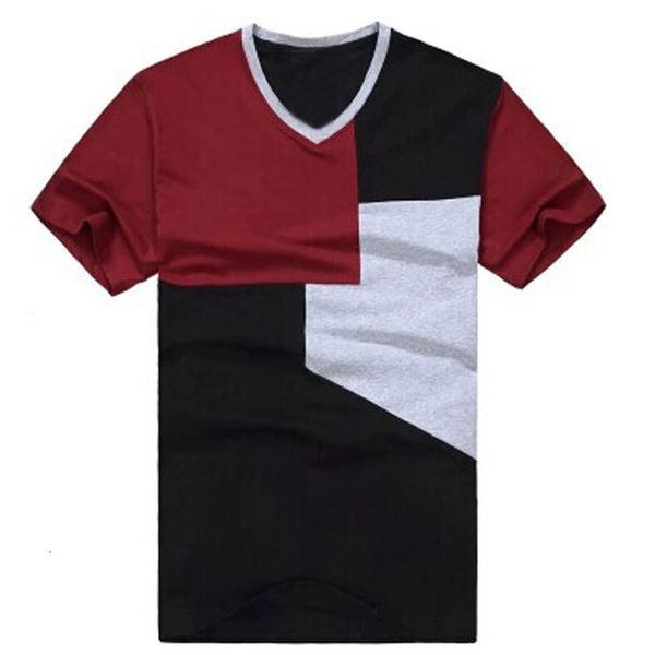 men's v-neck splicing color contrast short sleeve casual cotton slim print t-shirt, White;black
men's v-neck splicing color contrast short sleeve casual cotton slim print t-shirt, White;black