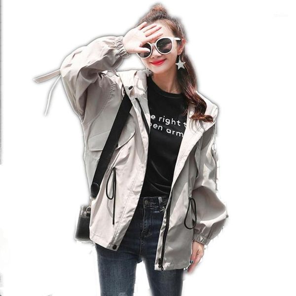 women's jackets arrival women spring hooded 2021 fashion casual short with belt coats long sleeve autumn outerwear q12931, Black;brown
women's jackets arrival women spring hooded 2021 fashion casual short with belt coats long sleeve autumn outerwear q12931, Black;brown
