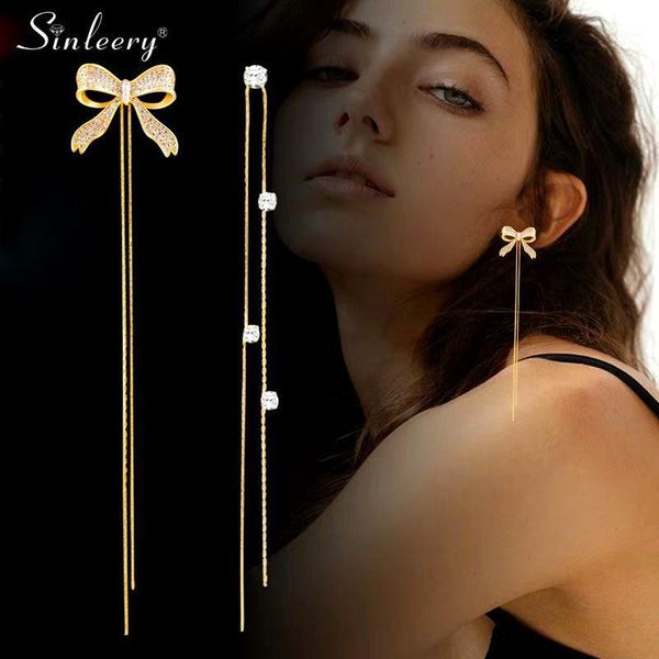 sinleery asymmetry crystal bowknot long tassels earring for women gold color drop earrings fashion jewelry es563 ssp1, Silver
sinleery asymmetry crystal bowknot long tassels earring for women gold color drop earrings fashion jewelry es563 ssp1, Silver