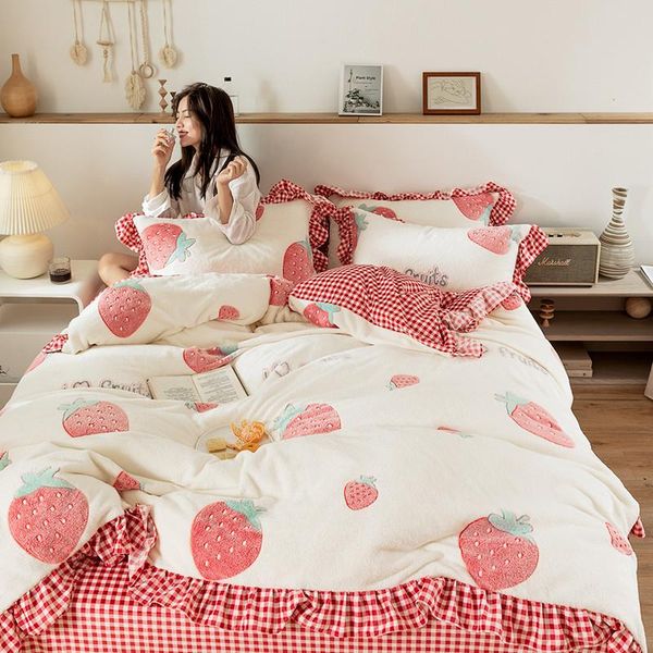 princess style snowflake velvet ab thicken baby velvet 4pcs duvet cover flat fitted bed sheet pillowcase strawberry flowers
princess style snowflake velvet ab thicken baby velvet 4pcs duvet cover flat fitted bed sheet pillowcase strawberry flowers