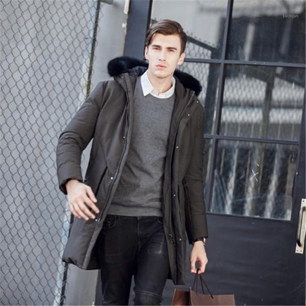 2018 winter new down jacket men's long hooded handsome thickening trend slim men's large fur collar coat xd6051, Black
2018 winter new down jacket men's long hooded handsome thickening trend slim men's large fur collar coat xd6051, Black