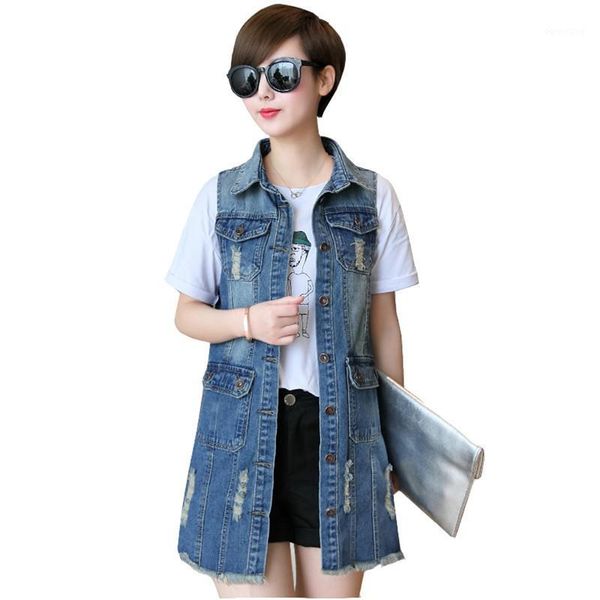 women denim vest casual jacket coats 2019 spring sleeveless jeans vest women medium long holes outerwear female k1861, Black;white
women denim vest casual jacket coats 2019 spring sleeveless jeans vest women medium long holes outerwear female k1861, Black;white