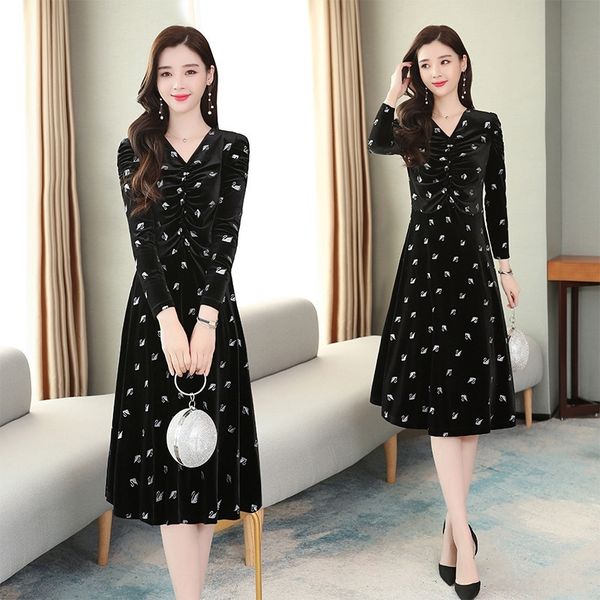age4s fashion of 1md72 2020 black swan velvet dress thin women's v-neck waistband shows dress v-neck long sleeve autumn, Black;gray
age4s fashion of 1md72 2020 black swan velvet dress thin women's v-neck waistband shows dress v-neck long sleeve autumn, Black;gray