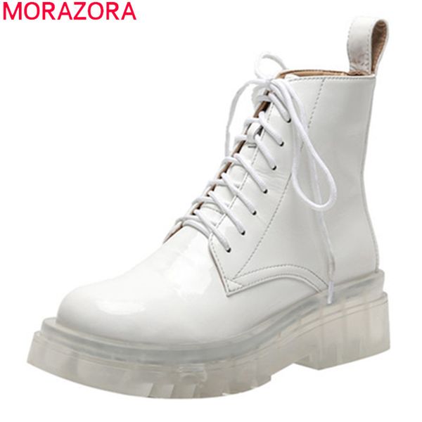 morazora 2020 new brand fashion ankle boots genuine leather shoes square heels round toe lace up women boots black white 1026
morazora 2020 new brand fashion ankle boots genuine leather shoes square heels round toe lace up women boots black white 1026