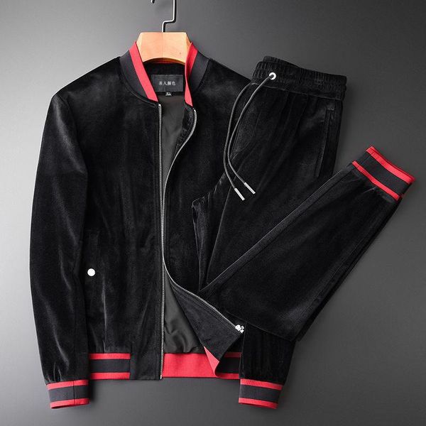 2020 new high-end soft gold velvet fabric casual sports suit men's slim autumn and winter two-piece suit, White;black
2020 new high-end soft gold velvet fabric casual sports suit men's slim autumn and winter two-piece suit, White;black