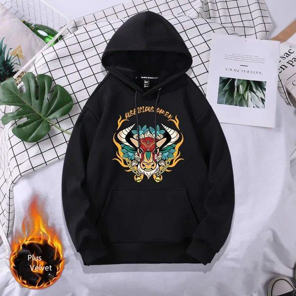 2020 new men's autumn and winter plus velvet thickening sweatshirt, printed year of the ox hoodie , casual jacket plus size, Black
2020 new men's autumn and winter plus velvet thickening sweatshirt, printed year of the ox hoodie , casual jacket plus size, Black
