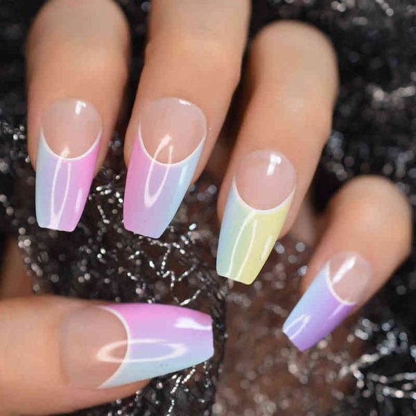 false nails 24pcs coffin press on nails medium glossy rainbow color ballerina fake set clear nude false ongles 220225, Red;gold
false nails 24pcs coffin press on nails medium glossy rainbow color ballerina fake set clear nude false ongles 220225, Red;gold