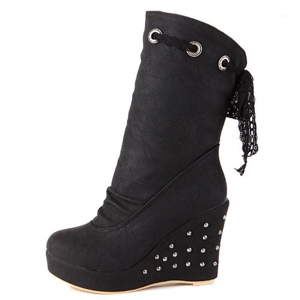 lace wedge heel mid-calf boots platform rivet platform super high heel winter boots cute student shoes1, Black
lace wedge heel mid-calf boots platform rivet platform super high heel winter boots cute student shoes1, Black