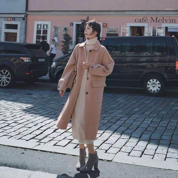 2020 autumn winter long woolen coat loose fashion single-breasted jacket wool blend women's coats1, Black
2020 autumn winter long woolen coat loose fashion single-breasted jacket wool blend women's coats1, Black