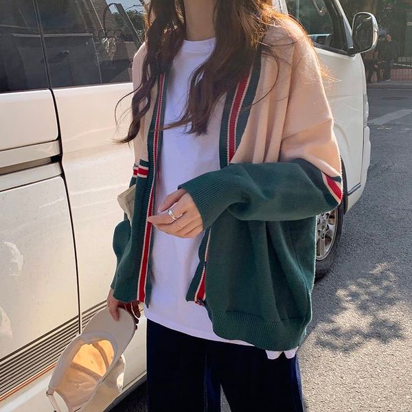 2021 autumn winter female sweater students lazy wind joker collar v very faerie knitted wool coat u2w9, White;black
2021 autumn winter female sweater students lazy wind joker collar v very faerie knitted wool coat u2w9, White;black
