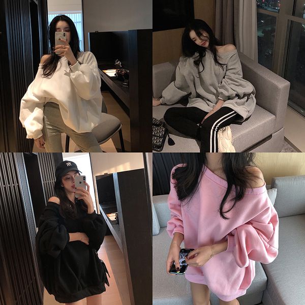 autumn 2020 new korean style slant shoulder long sleeve loose with plush pullover solid color bf medium length sweater for women
autumn 2020 new korean style slant shoulder long sleeve loose with plush pullover solid color bf medium length sweater for women