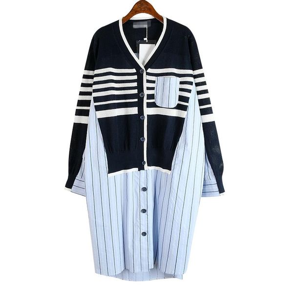 superaen striped women shirts patchwork v-neck knitted cardigan jacket fake two-piece design irregular midi women blouses, White
superaen striped women shirts patchwork v-neck knitted cardigan jacket fake two-piece design irregular midi women blouses, White
