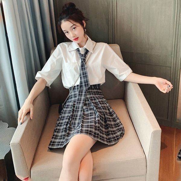 pkbkc summerwhite style kong plaid suit women's hong pleated short sleeve professional white shirt shirt skirt 2-piece set okzxj, Gray
pkbkc summerwhite style kong plaid suit women's hong pleated short sleeve professional white shirt shirt skirt 2-piece set okzxj, Gray