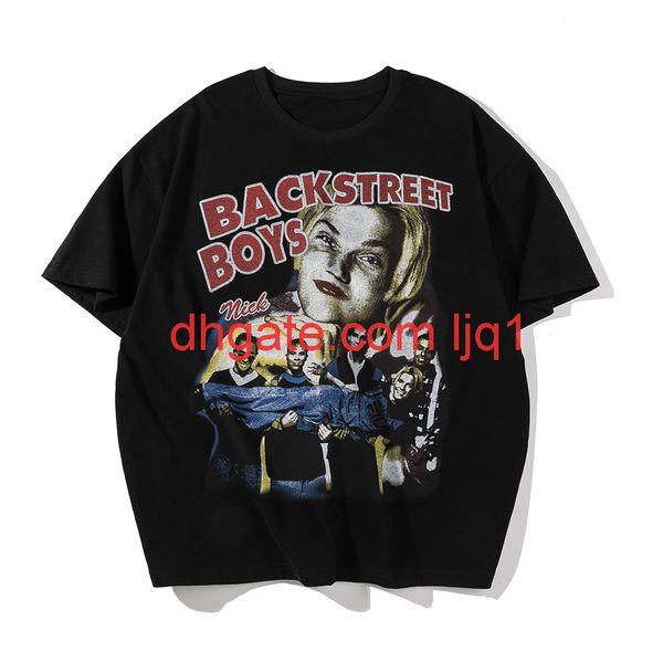 character print short sleeve t-shirt men's hip hop fashion brand round neck 5-sleeve high street trend loose half sleeve, White;black
character print short sleeve t-shirt men's hip hop fashion brand round neck 5-sleeve high street trend loose half sleeve, White;black