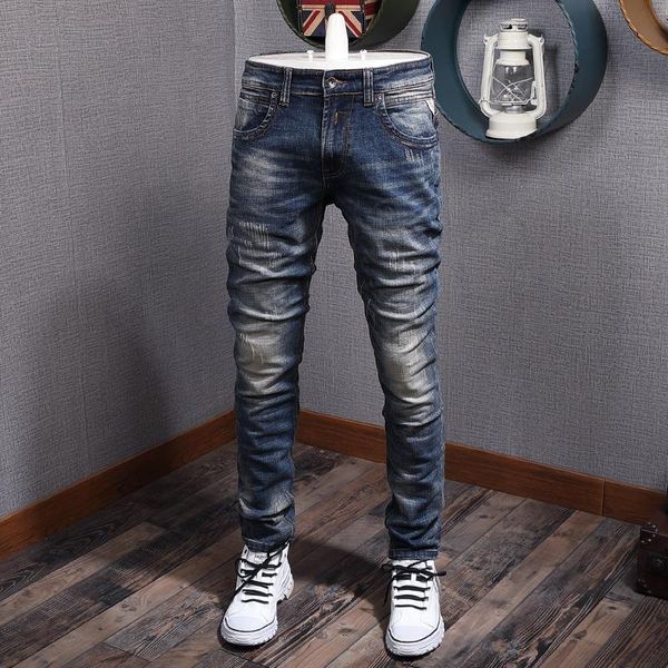 итальянский стиль мода мужские джинсы ретро синий эластичный slim fit рваные джинсовые брюки высокое качество vintage дизайнер длинные брюки, Blue
итальянский стиль мода мужские джинсы ретро синий эластичный slim fit рваные джинсовые брюки высокое качество vintage дизайнер длинные брюки, Blue