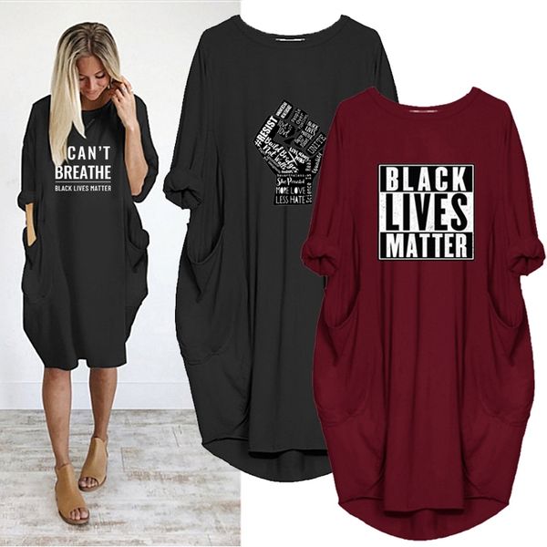 black lives matter 2020 women dress long sleeve blm protest casual o neck pocket loose plus size 5xl woman dress vestidos robe y200805, Black;pink
black lives matter 2020 women dress long sleeve blm protest casual o neck pocket loose plus size 5xl woman dress vestidos robe y200805, Black;pink