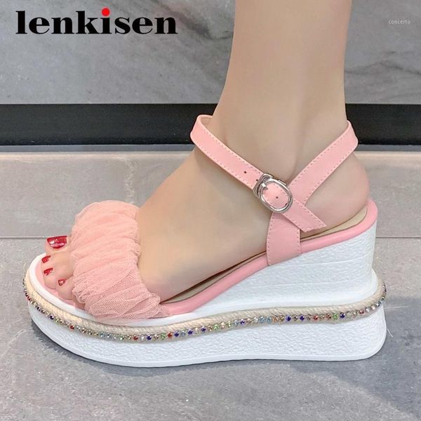 sandals lenkisen simple style leisure plus size pleated peep toe thick bottom wedges super high heel buckle straps summer l021, Black
sandals lenkisen simple style leisure plus size pleated peep toe thick bottom wedges super high heel buckle straps summer l021, Black