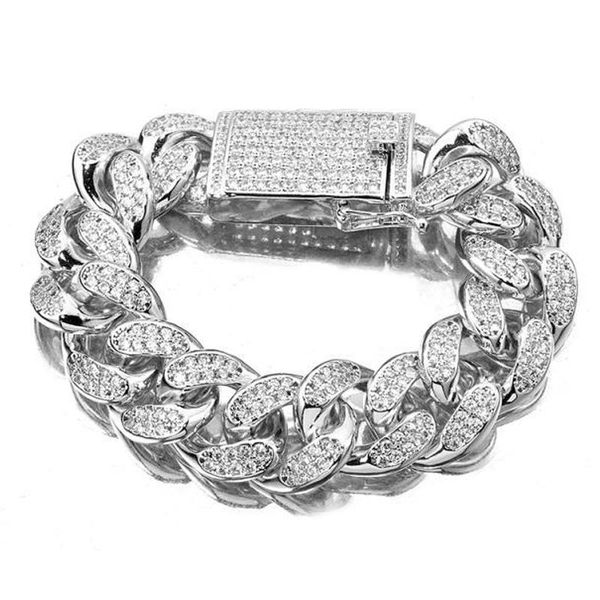 18mm wide hip hop bling iced out full cz stone paved cuban miami link chain bracelets for men rapper jewelry silver color, Black
18mm wide hip hop bling iced out full cz stone paved cuban miami link chain bracelets for men rapper jewelry silver color, Black