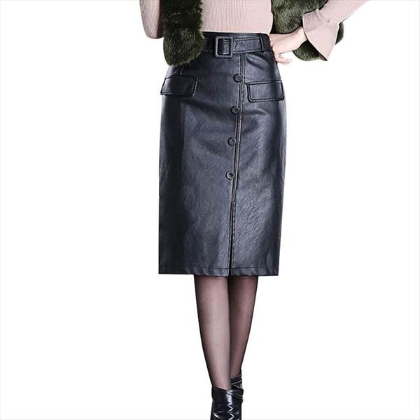 women leather skirt high waist solid color slim bag hip plus large size skirt female button front slit, Black
women leather skirt high waist solid color slim bag hip plus large size skirt female button front slit, Black