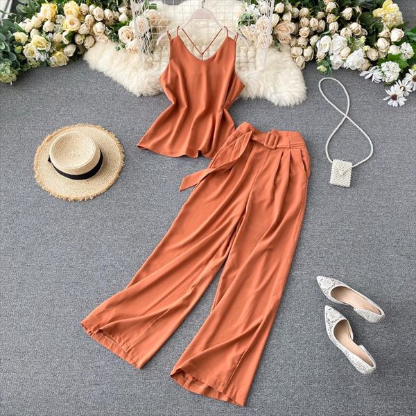 singrain women office lady suits strap sashes long wide leg pants elegant backless blouse solid trousers two piece set, Gray
singrain women office lady suits strap sashes long wide leg pants elegant backless blouse solid trousers two piece set, Gray