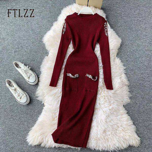 new fashion women bodycon dress autumn winter slim hollow shoulders long robe woman vintage nail bead knitted dresses 201125, Black;gray
new fashion women bodycon dress autumn winter slim hollow shoulders long robe woman vintage nail bead knitted dresses 201125, Black;gray