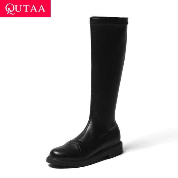 boots qutaa 2021 autumn winter round toe mid calf stretch pu leather women shoes square heel ladies long big size 34-43, Black
boots qutaa 2021 autumn winter round toe mid calf stretch pu leather women shoes square heel ladies long big size 34-43, Black