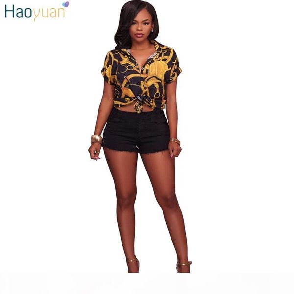 haoyuan women blouse blusas chain printed 2017 fashion chemisier femme short sleeve shirts casual black white blouses q1110
haoyuan women blouse blusas chain printed 2017 fashion chemisier femme short sleeve shirts casual black white blouses q1110