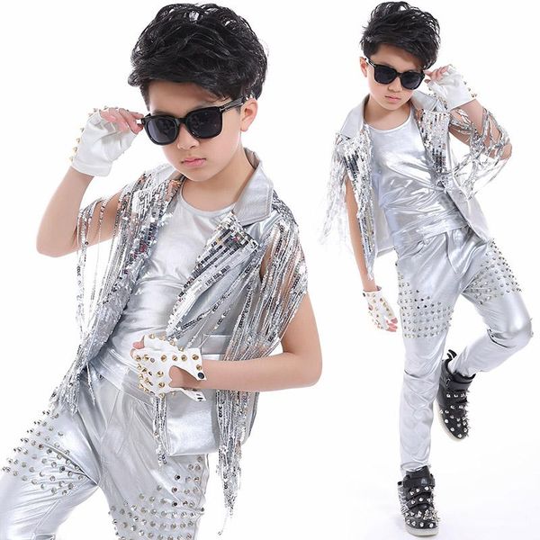 stage wear jazz dance costumes sequins tassels silver suit boys hip hop performance clothing street drums dqs2785, Black;red
stage wear jazz dance costumes sequins tassels silver suit boys hip hop performance clothing street drums dqs2785, Black;red