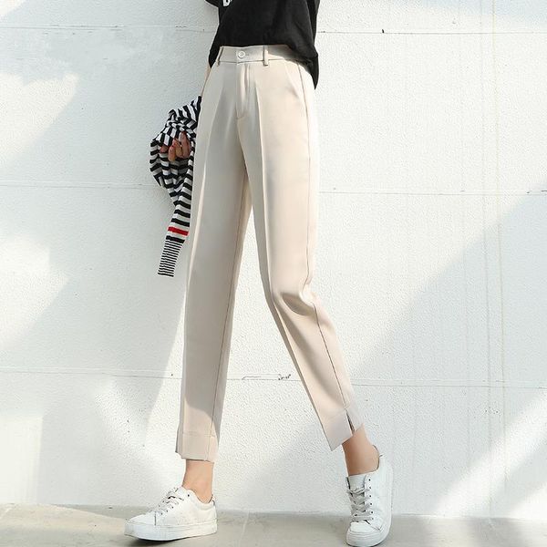 spring summer solid 2020 new korean style split women formal harem pants pocket mid waist elegant office lady chic pants1, Black;white
spring summer solid 2020 new korean style split women formal harem pants pocket mid waist elegant office lady chic pants1, Black;white