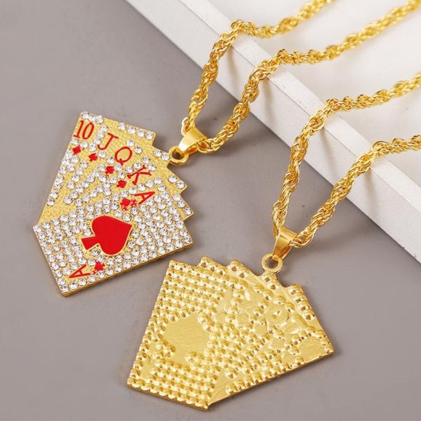 hip hop zircon playing card flush straight pendant necklaces for women fashion men's golden lucky texas hold'em punk necklace, Silver
hip hop zircon playing card flush straight pendant necklaces for women fashion men's golden lucky texas hold'em punk necklace, Silver