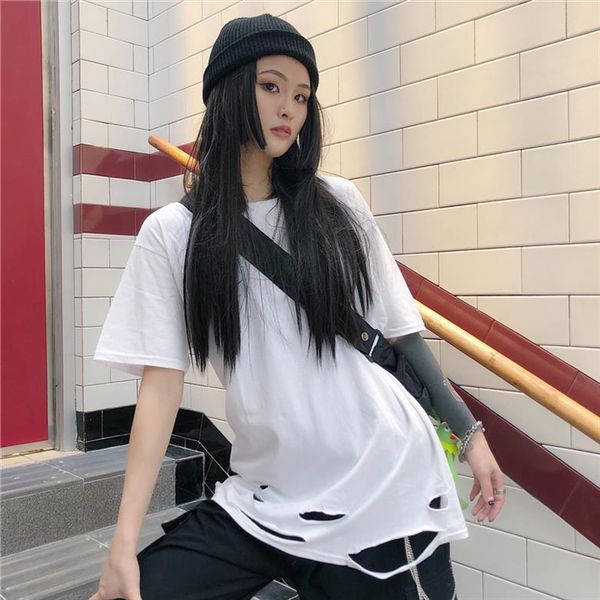 summer korean harajuku style street mourning hole torn loose wild bottoming short sleeved t shirt drop shipping, White
summer korean harajuku style street mourning hole torn loose wild bottoming short sleeved t shirt drop shipping, White