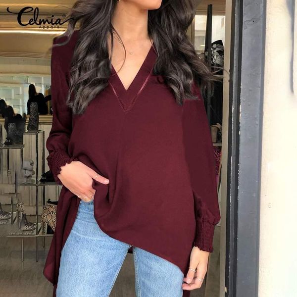 2020 fashion chiffon blouses women asymmetrical celmia autumn v-neck casual shirts long sleeve solid tunic blusas 5xl, White
2020 fashion chiffon blouses women asymmetrical celmia autumn v-neck casual shirts long sleeve solid tunic blusas 5xl, White