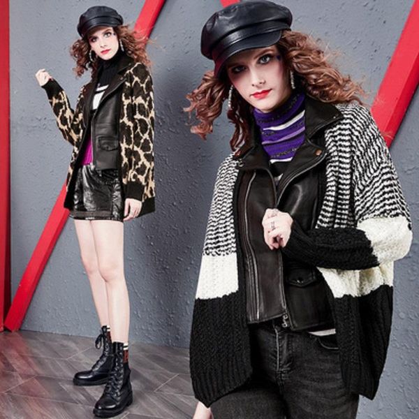 new winter women coats leopard turn-down collar autumn womens jackets coats knitted leather patchwork office lady jackets, Black;brown
new winter women coats leopard turn-down collar autumn womens jackets coats knitted leather patchwork office lady jackets, Black;brown