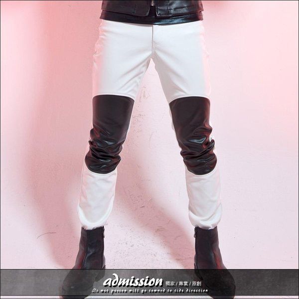 nightclub bar performance clothing djds motorcycle slim section korean fashion trend male black and white stitching straight lea1
nightclub bar performance clothing djds motorcycle slim section korean fashion trend male black and white stitching straight lea1